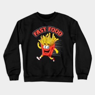 Cute & Funny Fast Food Running French Fries Joke Crewneck Sweatshirt